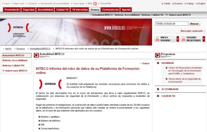 Página Web De Inteco 