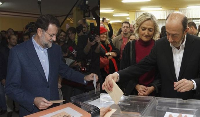 Montaje De Rajoy Y Rubalcaba Vontando El 20-N