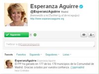 Aguirre agradece a los madrileños su "confianza" tras ganar el PP en 177 de los 179 municipios de la región