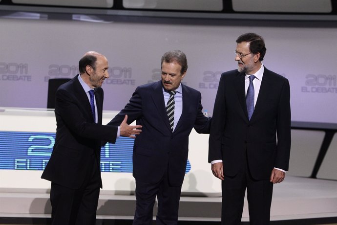 Alfredo Pérez Rubalcaba Y Mariano Rajoy En El Debate Electoral De Cara Al 20N