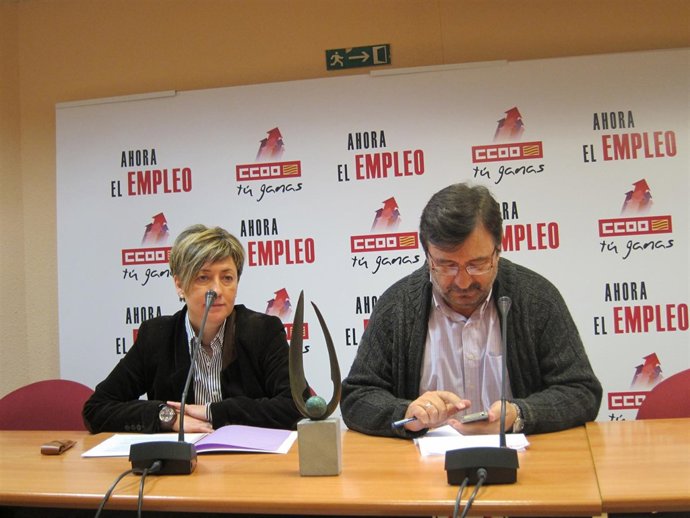 El Secretario Genera De CC.OO. Aragón Y La Secretaria De Afiliación