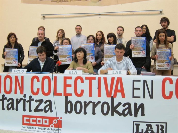 Representantes De CCOO, ELA Y LAB En Rueda De Prensa.