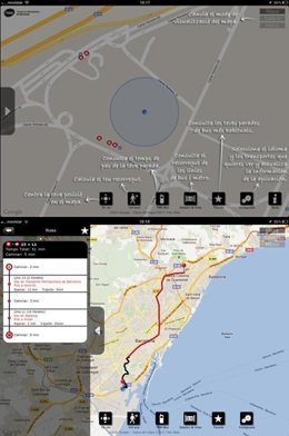 Dos Pantallas De La Aplicación 'TMB Maps' De TMB Para Ipad