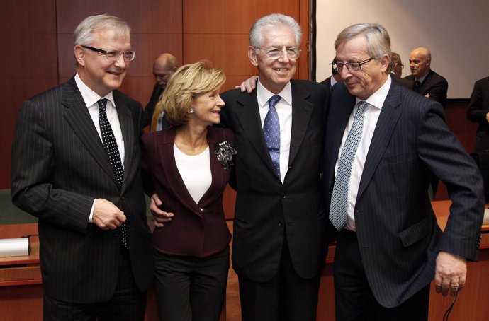 Rehn, Salgado, Monti Y Juncker En Bruselas