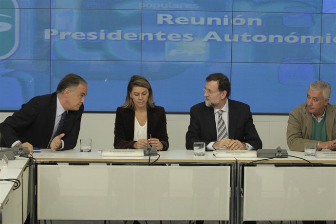 Reunión Barones PP. Rajoy Cospedal Arenas Pons