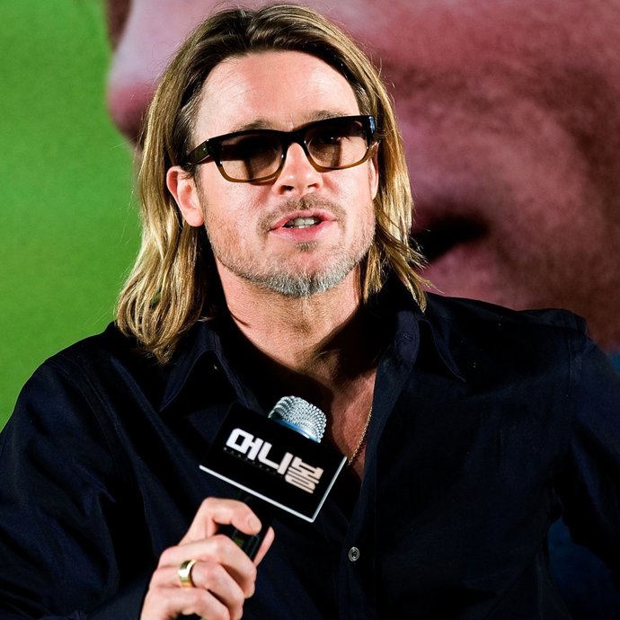 Brad Pitt Durante La Presentación De 'Moneyball'