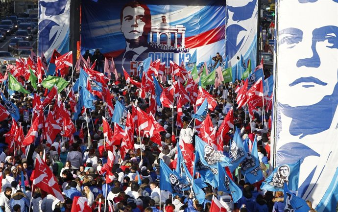 Manifestación En Moscú Celebrando Resultados Electorales