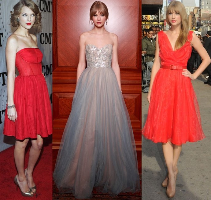 Montaje De Taylor Swift Con Diferentes Vestidos 