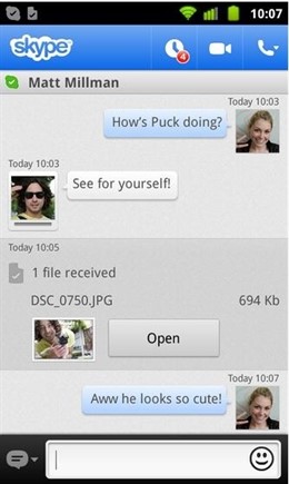 Imagen De La Actualización Skype 2.6 Android