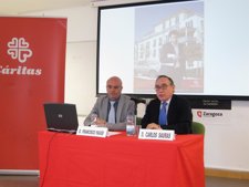 Francisco Yagüe Y Carlos Sauras En La Presentación De La Campaña De Cáritas