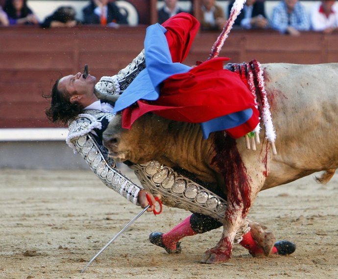 Cogida Sufrida Por El Matador De Toros Julio Aparicio En La Plaza De Las Ventas,