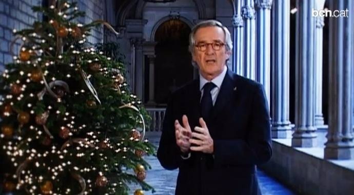 El Alcalde De Barcelona, Xavier Trias, Felicitando La Navidad