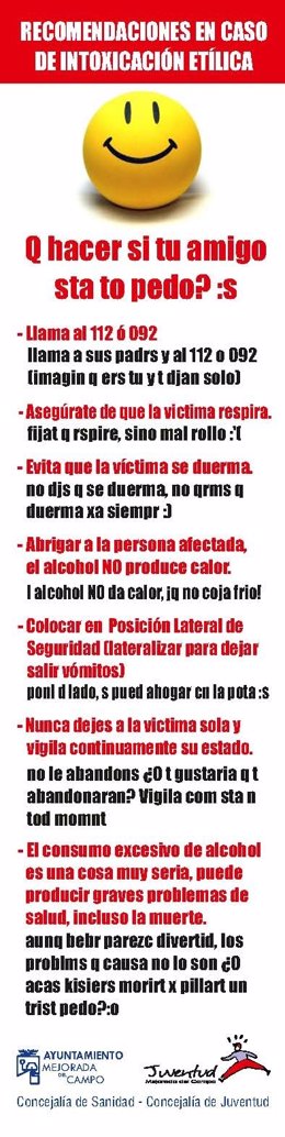 Flyer Del Ayuntamiento De Mejorada Contra El Alcoholismo