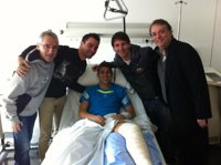 Fútbol.- Messi, Xavi, Pedro y Busquets visitan a Villa en el hospital