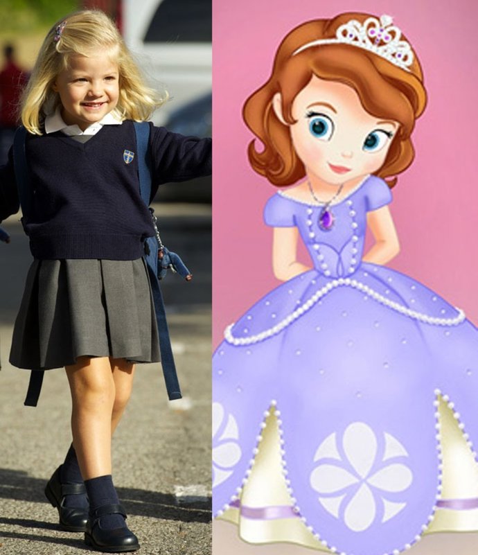 Montaje Infanta Sofía Y Un Dibujo Animado