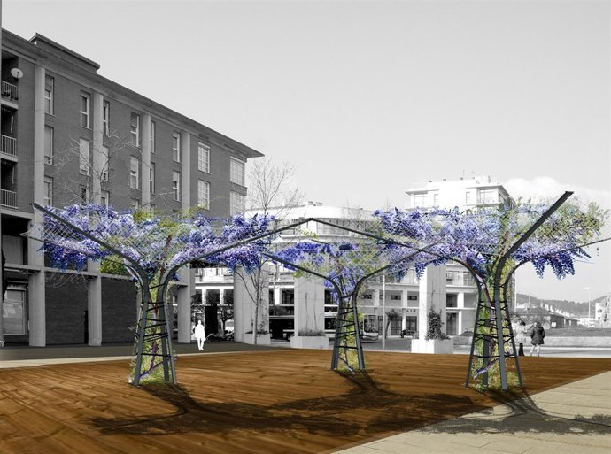 Fotomontaje De La Plaza Sagastieder De San Sebastián