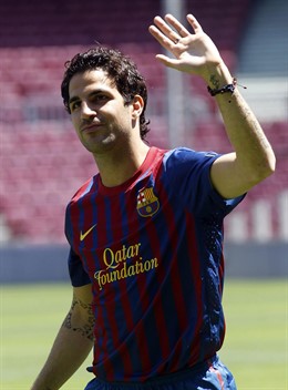 Cesc Fábregas, En Su Presentación En El Camp Nou Como Nuevo Jugador Del Barça