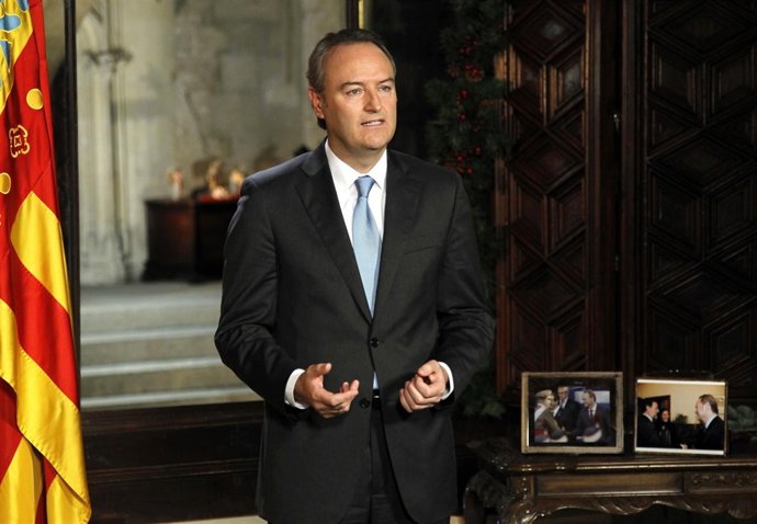 El Presidente De La Generalitat, Alberto Fabra, Durante Su Mensaje De Año Nuevo