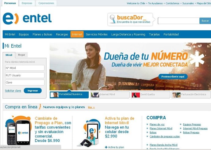 Página Web Entel