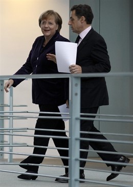 La Canciller Alemana, Angela Merkel, Y El Presidente Francés, Nicolas Sarkozy