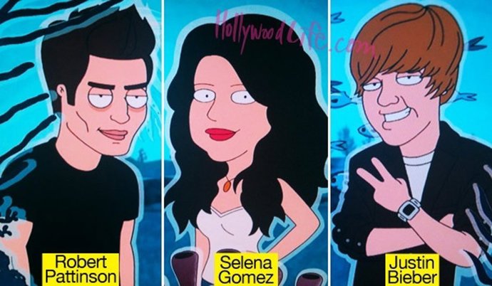 Robert Pattinson, Selena Gomez Y Justin Bieber En Padre De Familia