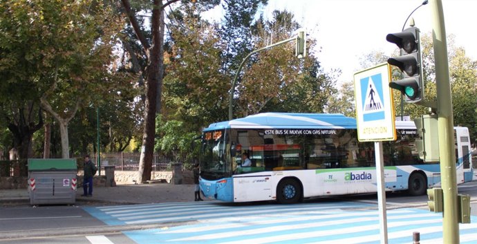PASO DE PEATONES CON  AUTOBUS URBANO