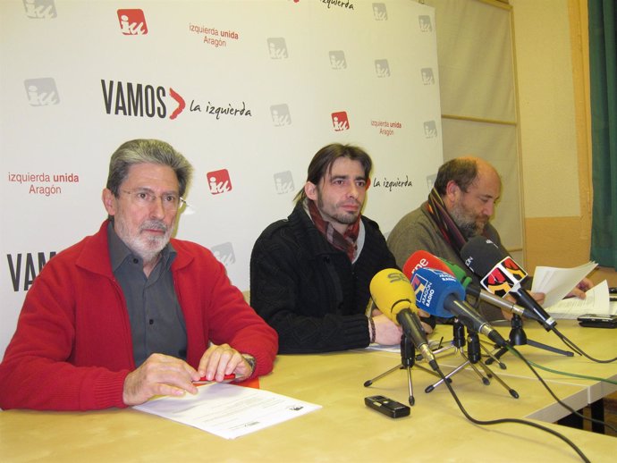 Barrena, Sanz Y Alonso En La Sede De IU-Aragón