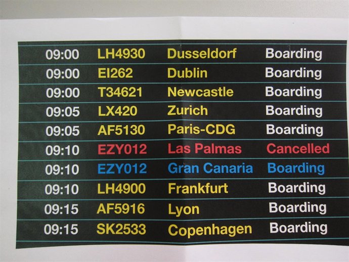 Origen O Destino De Gran Canaria En Paneles De Los Aeropuertos