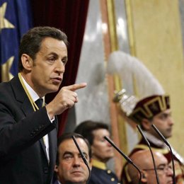 El presidente francés, Nicolas Sarkozy en el congreso español