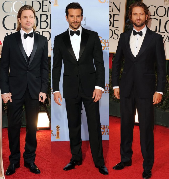 Montaje De Brad Pitt, Bradley Cooper Y Gerard Butler En Los Globos De Oro 