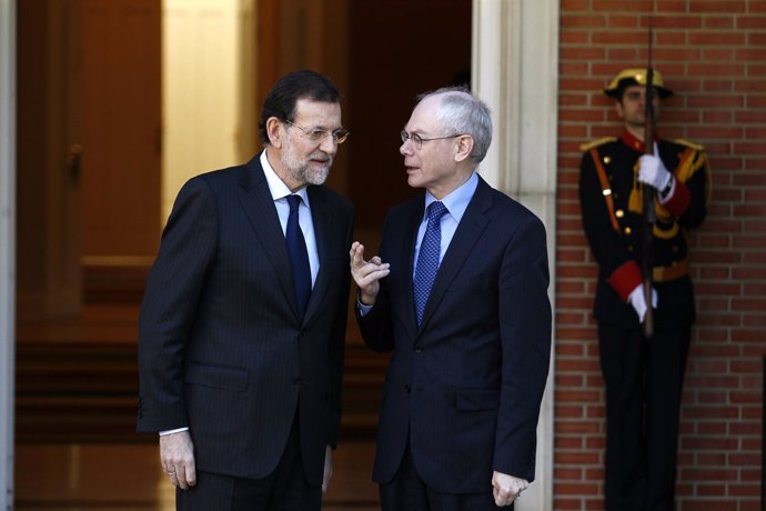 Rajoy Recibe A Van Rompuy En Moncloa