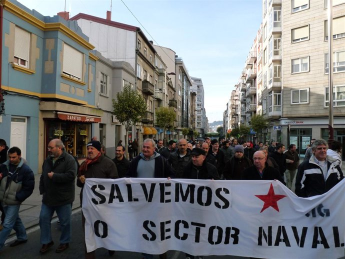 Protesta del naval en Teis, Vigo