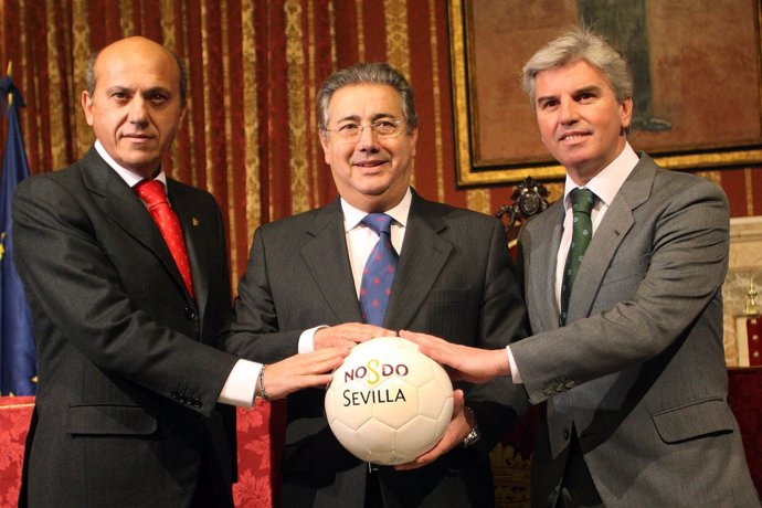 Alcalde De Sevilla, Juan Ignacio Zoido, Con Los Presidentes De Sevilla Y Betis