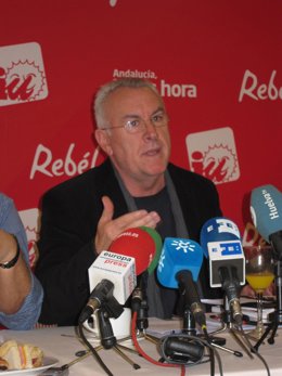 El Coordinador Federal De IU, Cayo Lara, Ante Los Medios.