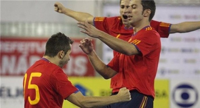 La Selección Española De Fútbol Sala Celebra Un Gol