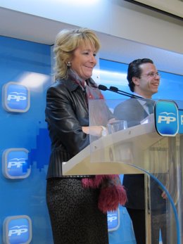 Esperanza Aguirre Tras El Comité De Dirección Del PP De Madrid
