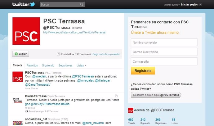 Cuenta De Twitter Del PSC De Terrassa