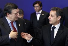 Barroso Y Sarkozy En La Cumbre Europea En Bruselas