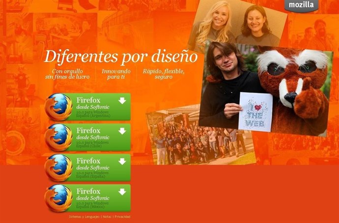Página De Descarga De Firefox 10