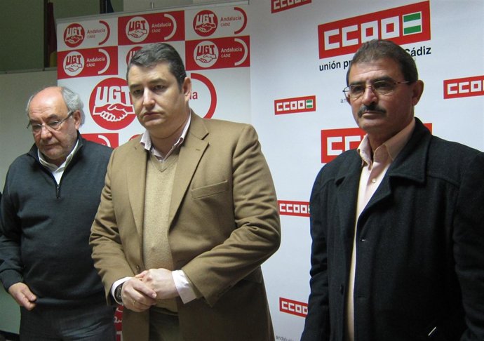 Antonio Sanz (PP-A) Con Representantes De CCOO Y UGT En Cádiz