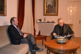 Reunión Del Pte.Diputación De Lleida, Joan Reñé, Y Obispo De Lleida, Joan Piris