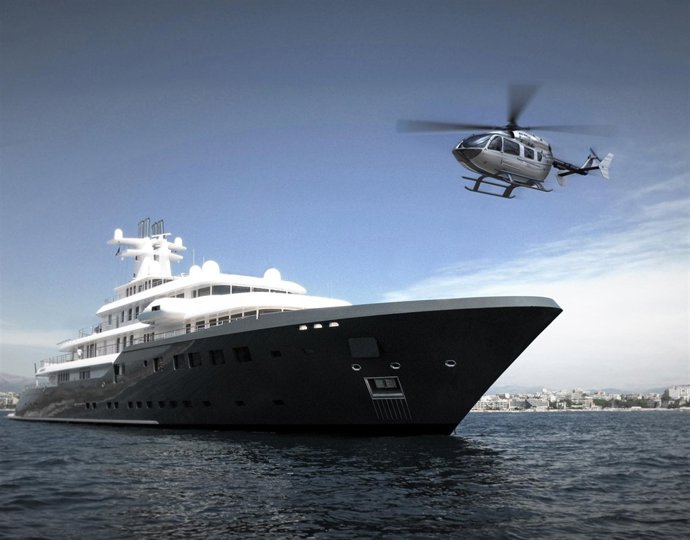 Motor Yacht Ice,  3/4 View, 90M Russian Luerssen Build In 2005