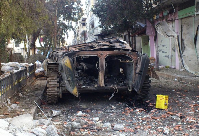 Ataque, Bombardeo Del Ejército Sirio En Homs (Siria)