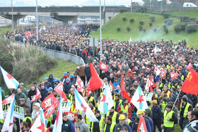 Manifestación De Trabajadores Del Naval En A Coruña