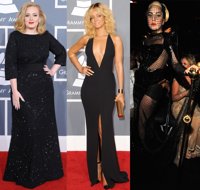 Rihanna, Adele o Lady Gaga se visten de negro en los Grammy