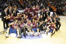 Celebración Del Barcelona, Campeón De La Copa Del Rey De Baloncesto 