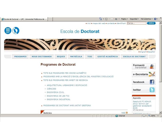 Captura Página Web De Escola De Doctorat De La UPC