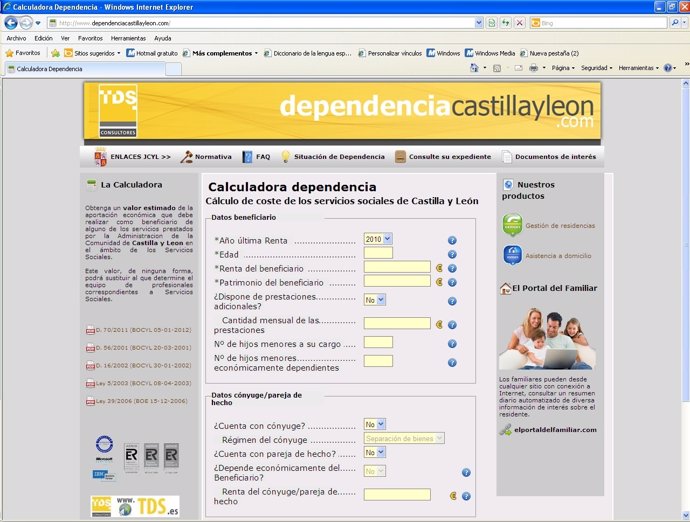 Calculadora De La Dependencia De Castilla Y León.