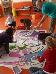 El Pintor Darocense Carlos Pardo Con Alumnos Del Colegio De Daroca (Zaragoza)