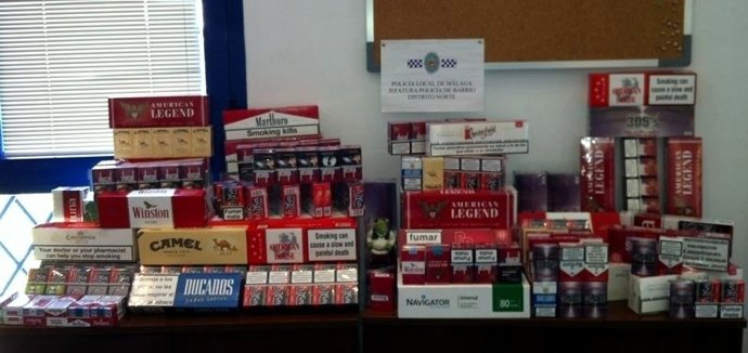 Cajetillas De Tabaco Intervenidas Por La Policía Local De Málaga